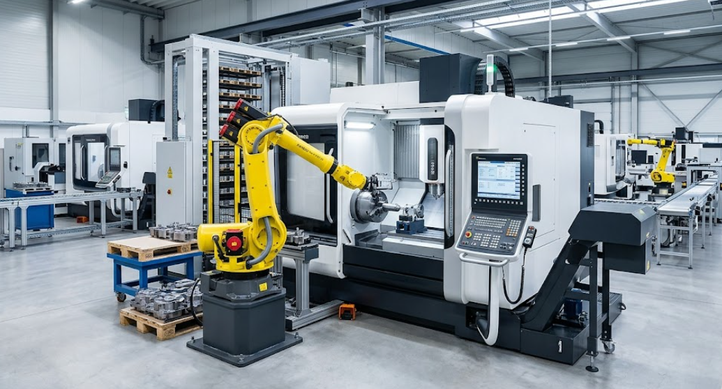 A state-of-the-art CNC grinding center with robotic automation